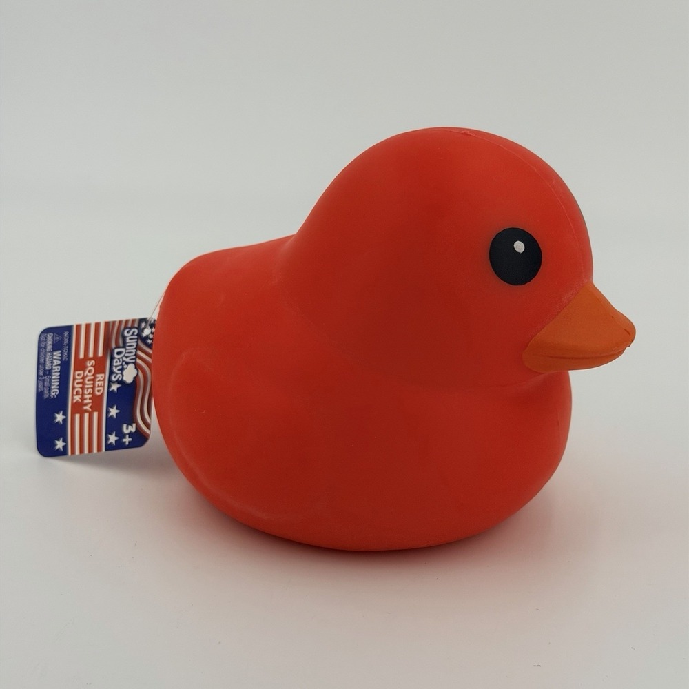Brand New - Sunny Days Jumbo 6" Squeeezy Duck - Red - Squishy Toy - Sensory Toy - Picture 1 of 5